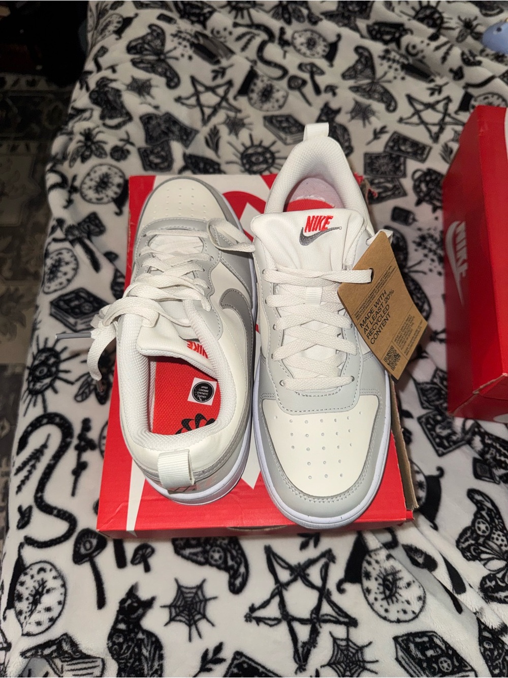 Nike Kids White and Light Gray Low-Top Sneakers